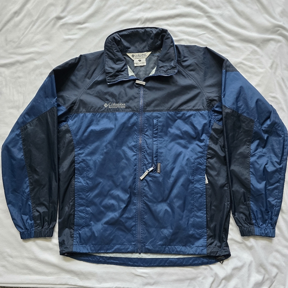 Columbia Men’s Blue Lightweight Hooded Rain Jacket Windbreaker Size Small - Picture 3 of 7